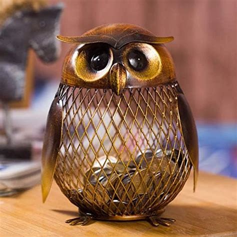 metal owl money box|Tooarts Owl Shaped Metal Coin Bank Box Handwork .